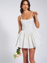 Load image into Gallery viewer, KADI WHITE COTTON CORSET MINI DRESS