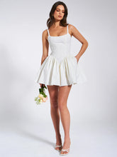 Load image into Gallery viewer, KADI WHITE COTTON CORSET MINI DRESS