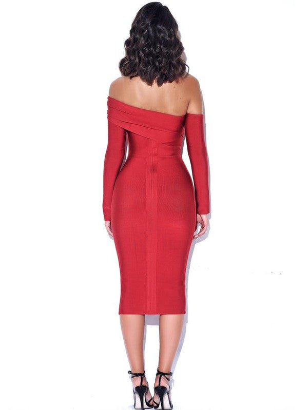 CHARLOTTE OFF THE SHOULDER LONG SLEEVE BANDAGE DRESS  Arelia's Dream