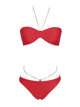 Load image into Gallery viewer, NOLA RED CRYSTAL STRING LACE UP BIKINI