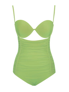 LIRA APPLE GREEN RUCHED ONE PIECE SWIMSUIT