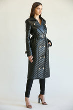 Load image into Gallery viewer, QUILTED FAUX LEATHER TRENCH COAT