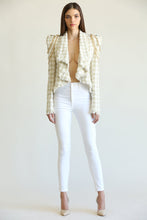 Load image into Gallery viewer, LUREX HOUNDSTOOTH GOLD TWEED CROPPED JACKET