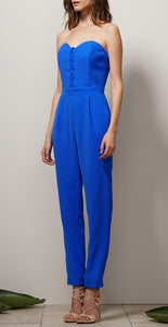 ADELYN RAE LACED UP WOVEN STRAPLESS JUMPSUIT