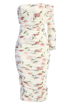 Load image into Gallery viewer, LILA IVORY FLORAL RUCHED DRESS