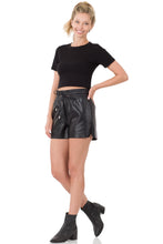 Load image into Gallery viewer, VEGAN LEATHER DRAWSTRING WAIST SHORTS