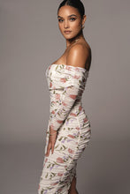 Load image into Gallery viewer, LILA IVORY FLORAL RUCHED DRESS