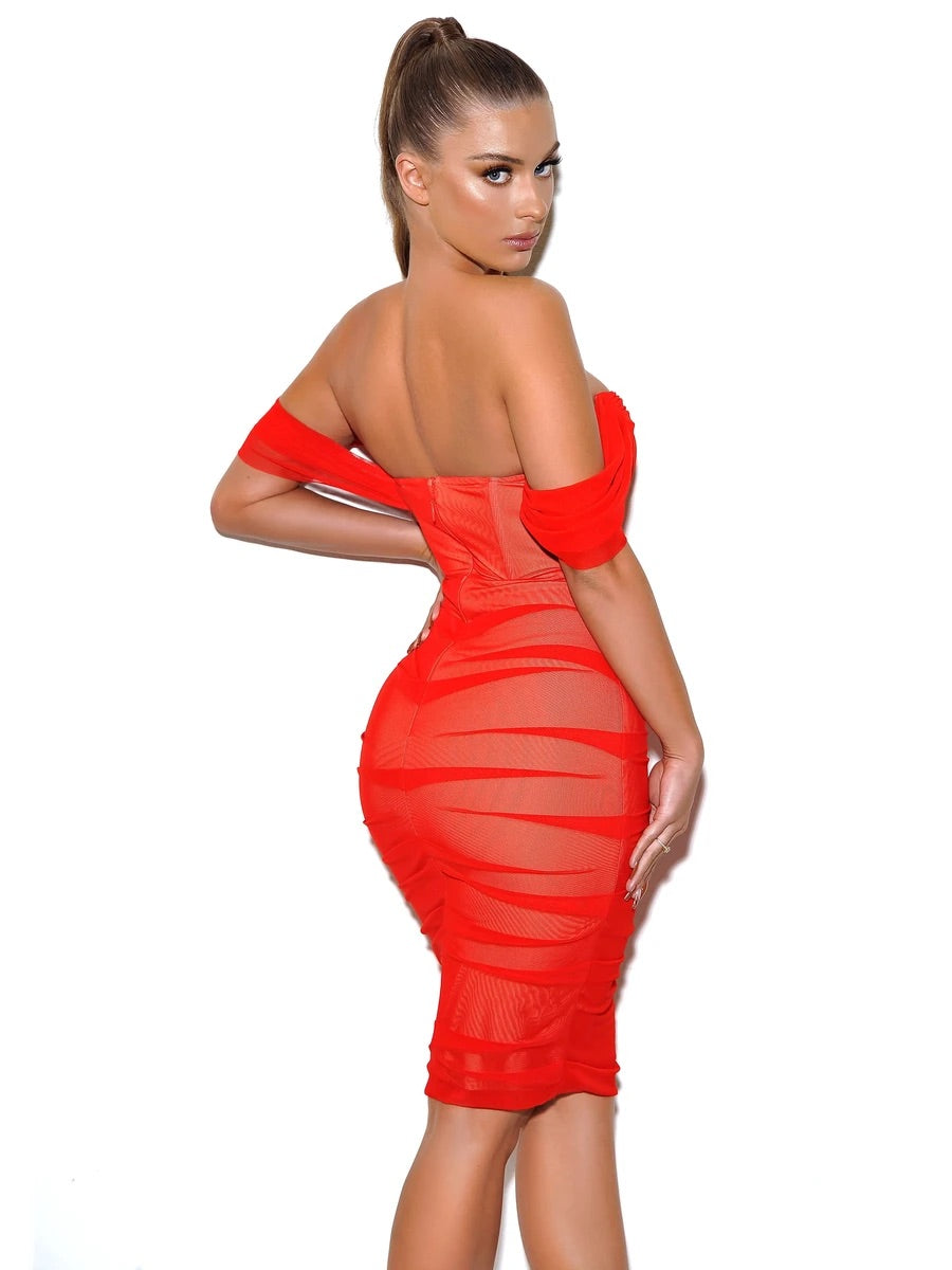slim fit dress slacks WESLEE OFF SHOULDER MESH CORSET DRESS – Arelia's Dream