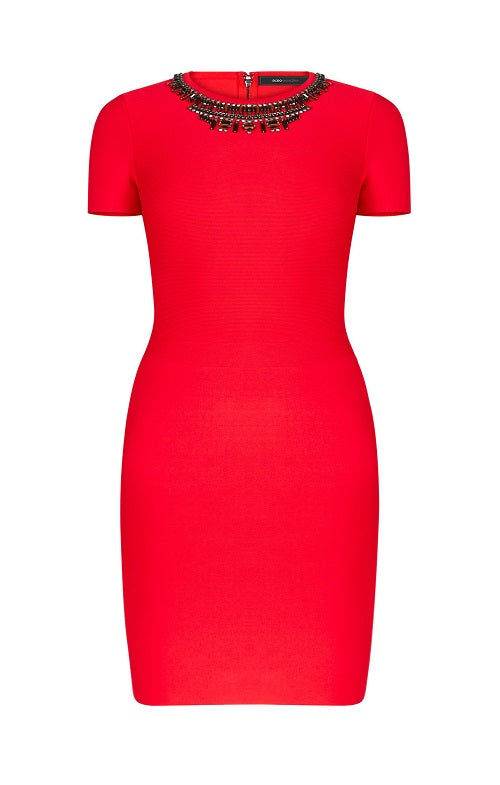 BCBG KAYLEN EMBELLISHED CUTOUT-BACK DRESS – Arelia's Dream