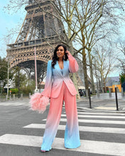 Load image into Gallery viewer, PINK & BLUE OMBRE FITTED BLAZER WITH PLEATED SLEEVE DETAIL