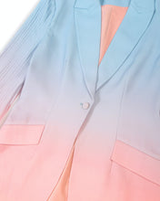Load image into Gallery viewer, PINK & BLUE OMBRE FITTED BLAZER WITH PLEATED SLEEVE DETAIL