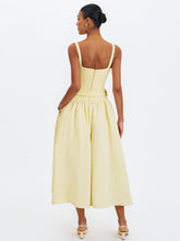 Load image into Gallery viewer, TIANA BUTTER YELLOW SWEETHEART BELTED MIDI DRESS