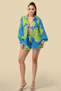 SUMMER TROPIC PALM 3PC SHORT SET