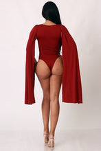 Load image into Gallery viewer, CAPE SLEEVE DRAPED BODYSUIT