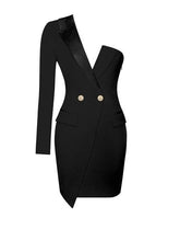 Load image into Gallery viewer, KEEP ONE UP BLACK CREPE TUXEDO BLAZER DRESS