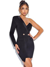 Load image into Gallery viewer, KEEP ONE UP BLACK CREPE TUXEDO BLAZER DRESS