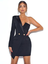 Load image into Gallery viewer, KEEP ONE UP BLACK CREPE TUXEDO BLAZER DRESS