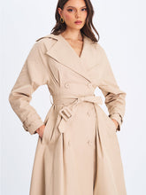 Load image into Gallery viewer, ULILA BEIGE DOUBLE BREASTED PLEATED COTTON BLEND TRENCH COAT