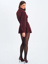 Load image into Gallery viewer, FARRYN MAHOGANY VEGAN SUEDE CROPPED BOMBER JACKET