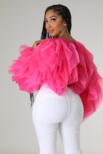 Load image into Gallery viewer, LONG SLEEVE RUFFLE TULLE CROP TOP
