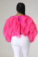 Load image into Gallery viewer, LONG SLEEVE RUFFLE TULLE CROP TOP