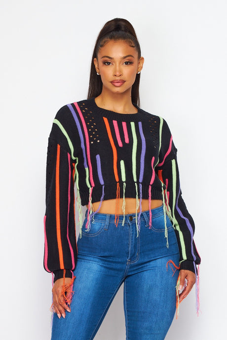 PAINTER KNIT CROP SWEATER