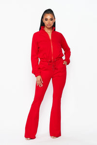 RED FLARED LEG TRACK SUIT