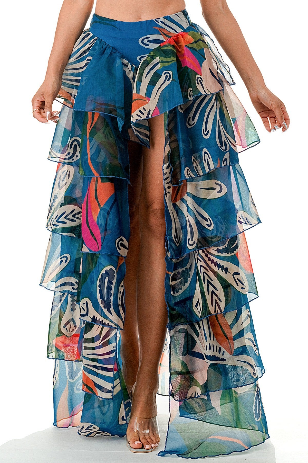 OPEN FRONT TIERED HIGH LOW HEM MAXI SKIRT – Arelia's Dream