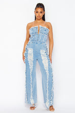 Load image into Gallery viewer, RIPPED DENIM DISTRESSED JUMPSUIT