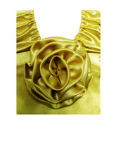 Load image into Gallery viewer, MARCIA GOLD SATIN STRAPPY HALTER NECK DRESS