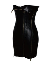 Load image into Gallery viewer, ANNORA BLACK LEATHER MINI DRESS