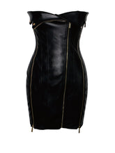 Load image into Gallery viewer, ANNORA BLACK LEATHER MINI DRESS