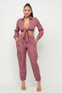 TIE TOP AND CARGO JOGGER SET