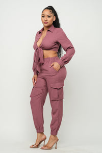 TIE TOP AND CARGO JOGGER SET