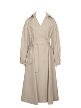Load image into Gallery viewer, ULILA BEIGE DOUBLE BREASTED PLEATED COTTON BLEND TRENCH COAT
