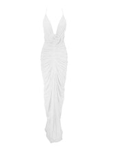Load image into Gallery viewer, GLEN WHITE STRAPPY DEEP V BACKLESS MAXI DRESS