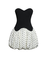 Load image into Gallery viewer, DAHLIANA POLKA DOT BUBBLE HEM CORSET MINI DRESS