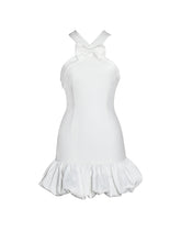 Load image into Gallery viewer, BARBARA WHITE CROSS STRAPS BODYCON BUBBLE HEM MINI DRESS
