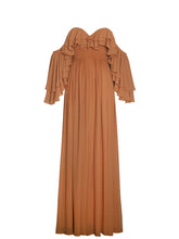 Load image into Gallery viewer, KAELA BRICKWORK OFF SHOULDER CHIFFON MAXI DRESS