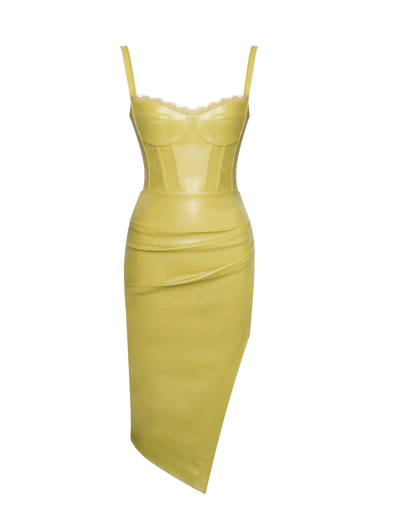BETSY OLIVE CORSET VEGAN LEATHER DRESS Arelia's Dream BETSY OLIVE CORSET VEGAN LEATHER DRESS Arelia's Dream