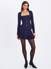 Load image into Gallery viewer, SKYLA INDIGO SQUARE NECKLINE PEPLUM BLAZER