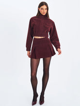 Load image into Gallery viewer, FARRYN MAHOGANY VEGAN SUEDE CROPPED BOMBER JACKET