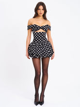 Load image into Gallery viewer, UMIKA BLACK POLKA DOTS BUBBLE HEM MINI DRESS
