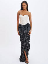 Load image into Gallery viewer, TAMRYN BLACK AND WHITE POLKA DOT SWEETHEART MAXI DRESS