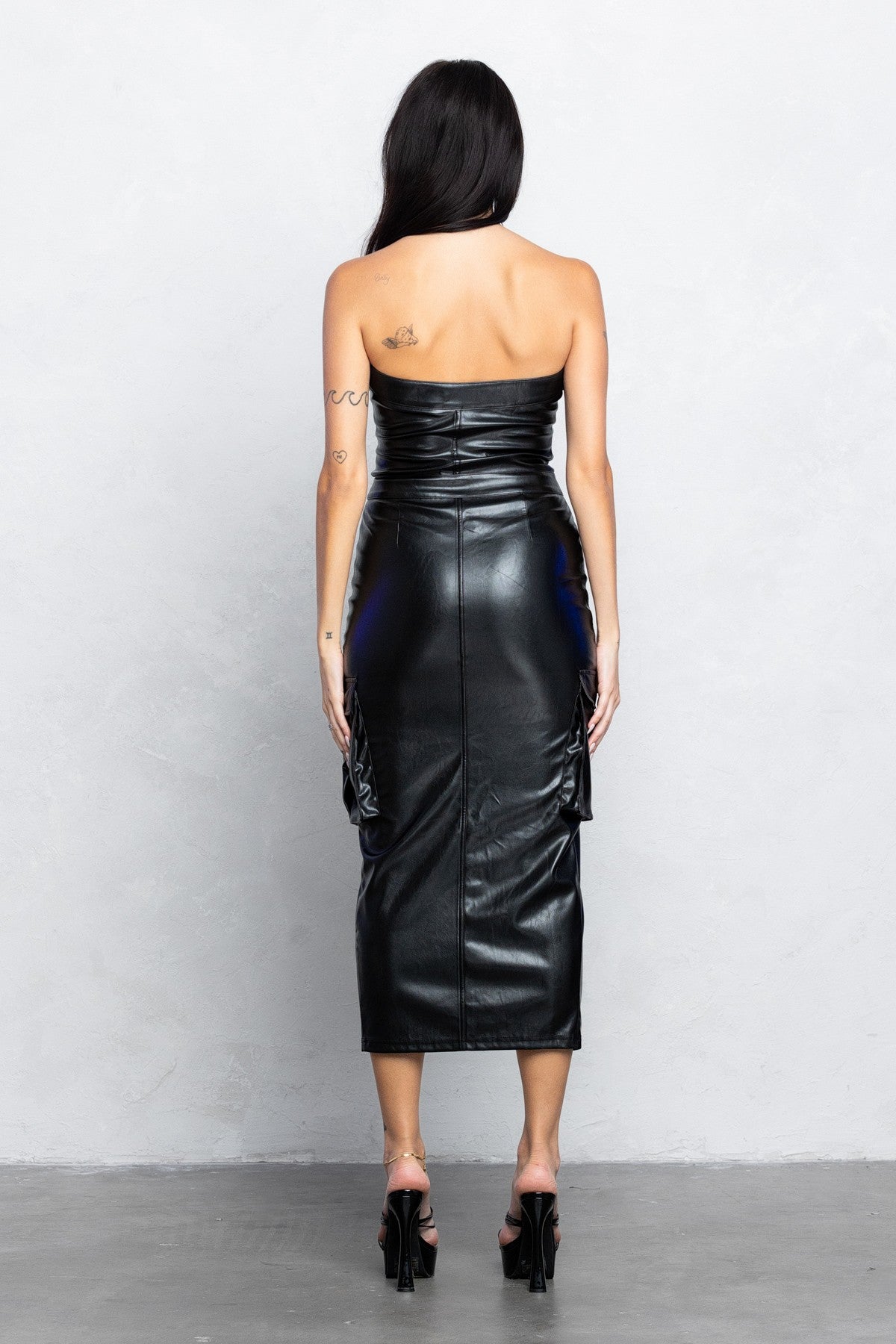 black tube leather dress Leather Strapless Mini Tube Dress - Black
