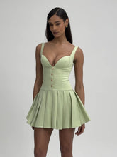 Load image into Gallery viewer, TALA PISTACHIO GREEN SLEEVELESS PLEATED PREPPY