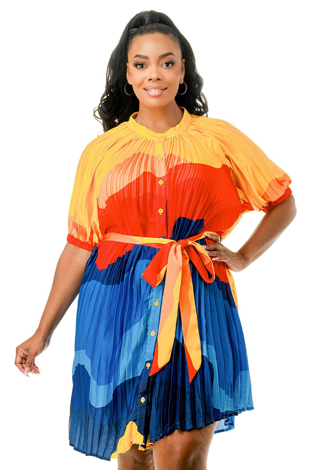 multi colored pleated dress Pleated Multi Color Maxi Dress