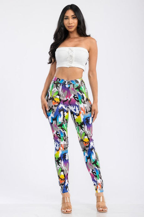 HIGH WAIST DISCO CAMO PANTS