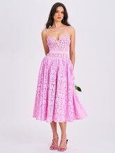 Load image into Gallery viewer, LORENA PINK LACE  DROP WAIST MIDI SUNDRESS