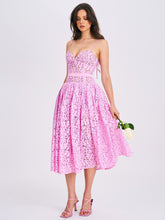 Load image into Gallery viewer, LORENA PINK LACE  DROP WAIST MIDI SUNDRESS